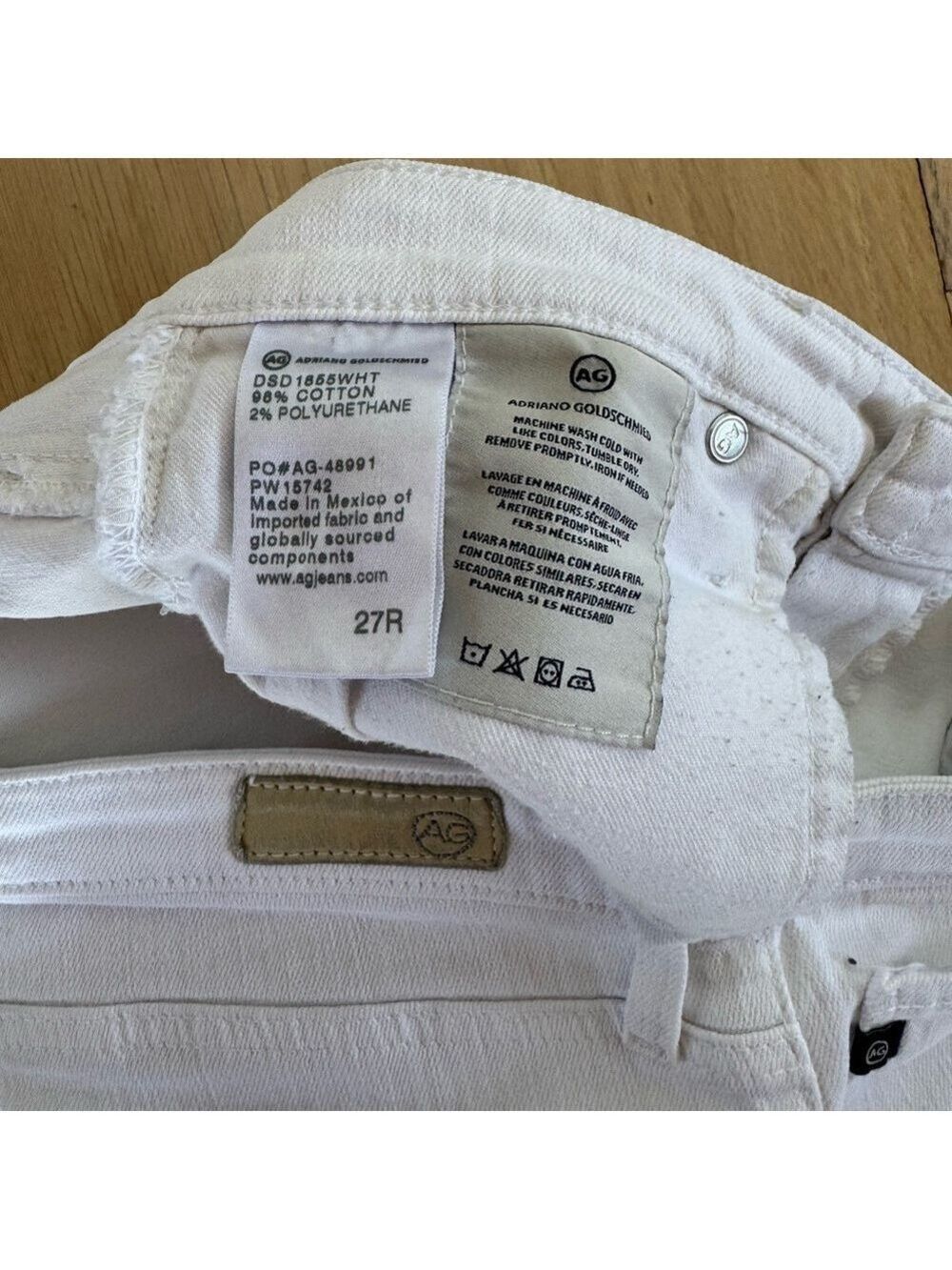 Ag Adriano Goldschmied The Prima Ankle Cigarette Ankle Jeans White Size 27R - Picture 13 of 13